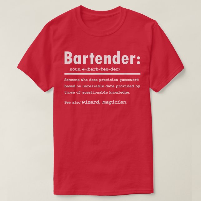 Camiseta Presente De Definição De Bartender Para Bartender  (Frente do Design)