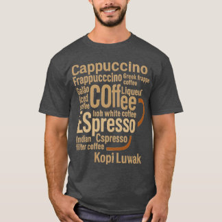 Camiseta Presente de design de xícara de café tipográfico