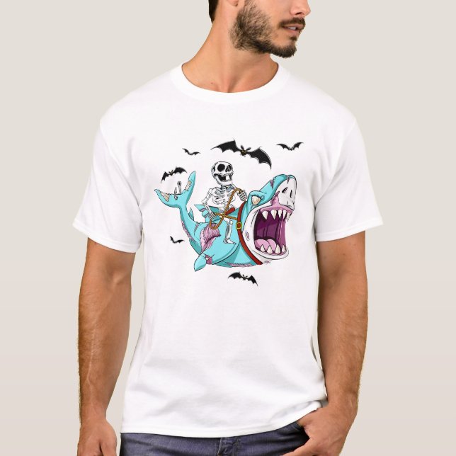 Camiseta Presente de Dia de as Bruxas engraçado Zombie Shar (Frente)