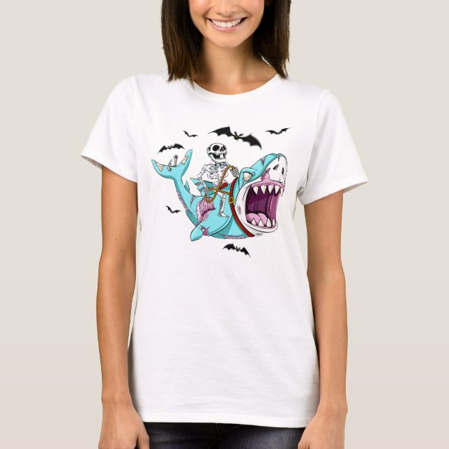 Camiseta Presente de Dia de as Bruxas engraçado Zombie Shar (Frente)