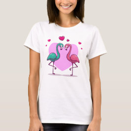 Camiseta Presente de Dia de os namorados Flamingo