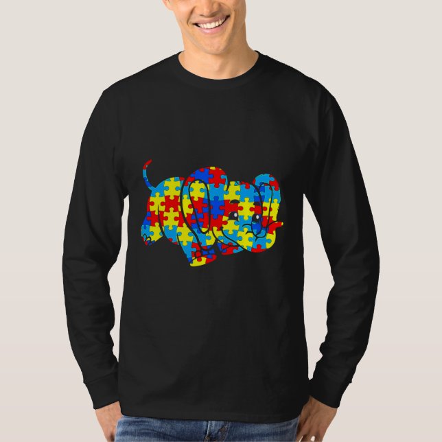 Camiseta Presente de elefante de consciência do autismo (Frente)