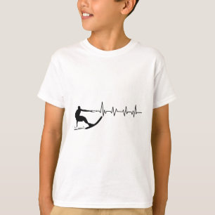 Camiseta Presente de esqui aquático de batimento cardíaco e