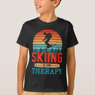 Camiseta Presente De Esqui De Design Sunset Retroativo Para