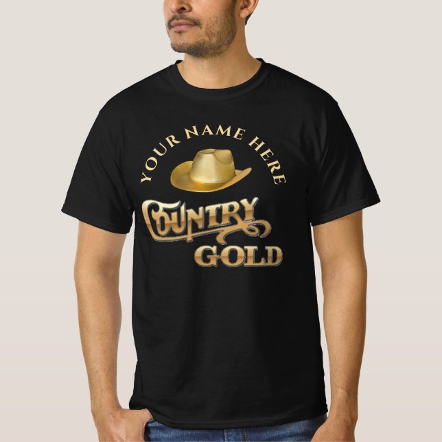 Camiseta Presente de Estilo Ocidental Personalizado Dourado (Frente)