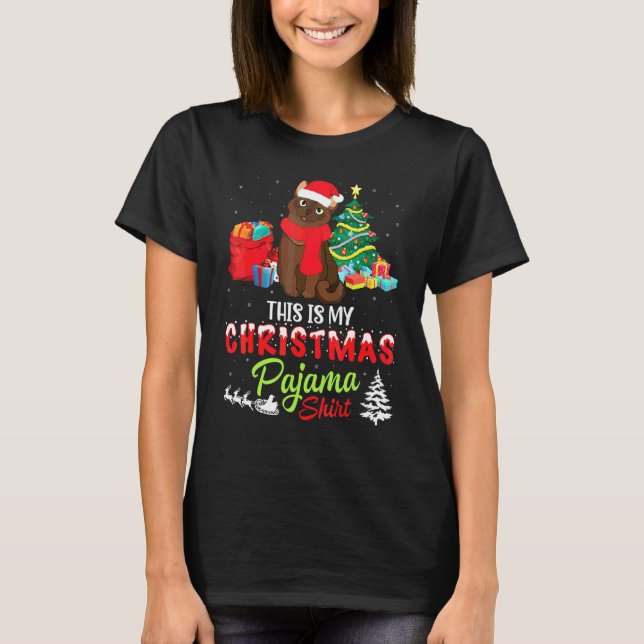 Camiseta Presente de Fantasia de Noel para Gato Birmanês Es (Frente)