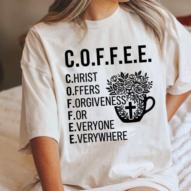 Camiseta Presente de Fé com Acrônimo de Café Cristão (Criador carregado)