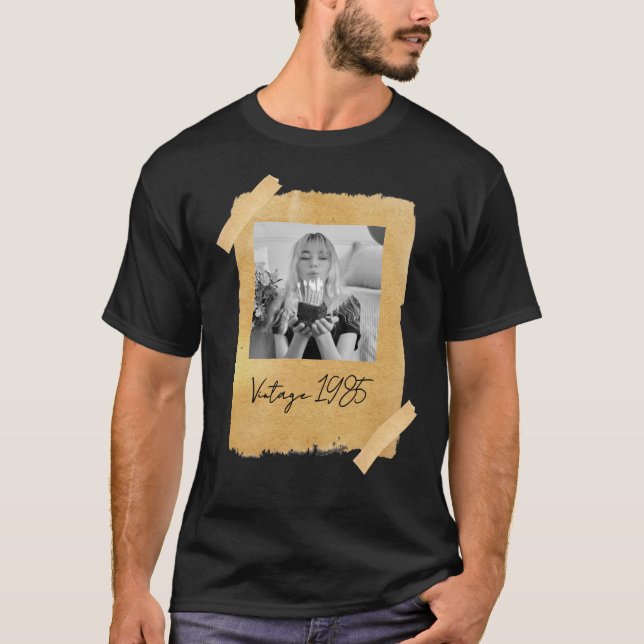 Camiseta Presente de Feriado de Foto de Aniversário da Famí (Frente)