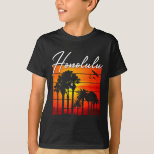 Camiseta Presente de Férias de Honolulu Havaí Pôr do Sol de