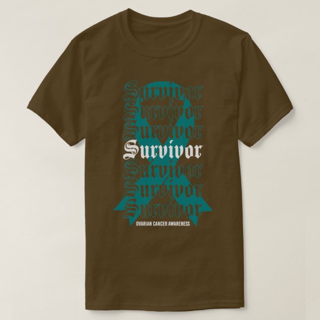 Camiseta Presente de Fita de Teal Sobrevivente de Consciênc (Frente do Design)