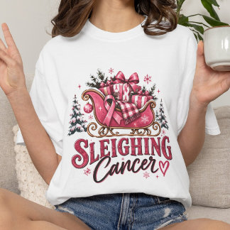 Camiseta Presente de Fita Rosa de Natal para Câncer de Mama
