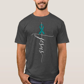 Camiseta Presente de Fita Teal de Jesus para Sensibilização