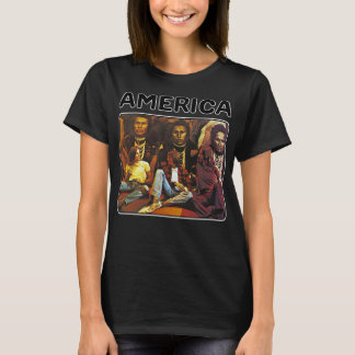 Camiseta Presente de foguetes de banda da América retrô par