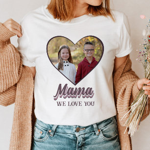 Camiseta Presente de Foto do Coração do Dia de as mães Mama
