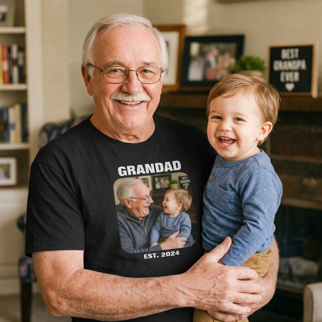 Camiseta Presente de Foto do Vovô para o Avô (Grandad Est Photo Gift For Grandpa T-Shirt)