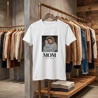 Camiseta Presente de Foto em Tipografia Preta Estabelecida 