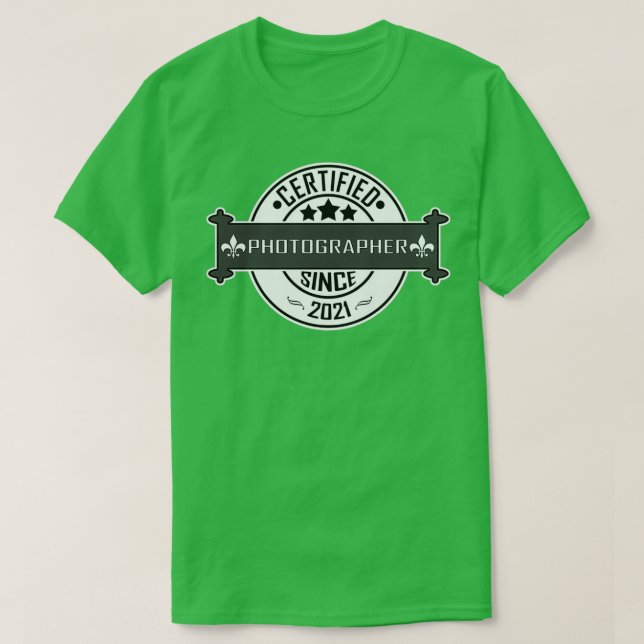 Camiseta Presente de fotógrafo (certificado) desde 2021 (Frente do Design)