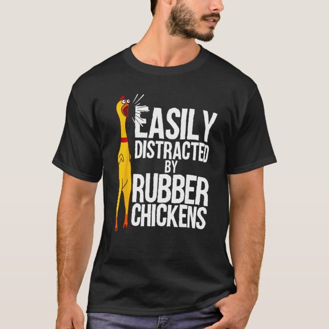 Camiseta Presente de Frango de Borracha Divertido Fácil de  (Frente)