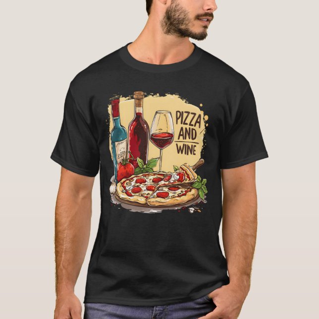 Camiseta Presente de Frases Engraçadas de Comida Vinho e Pi (Frente)