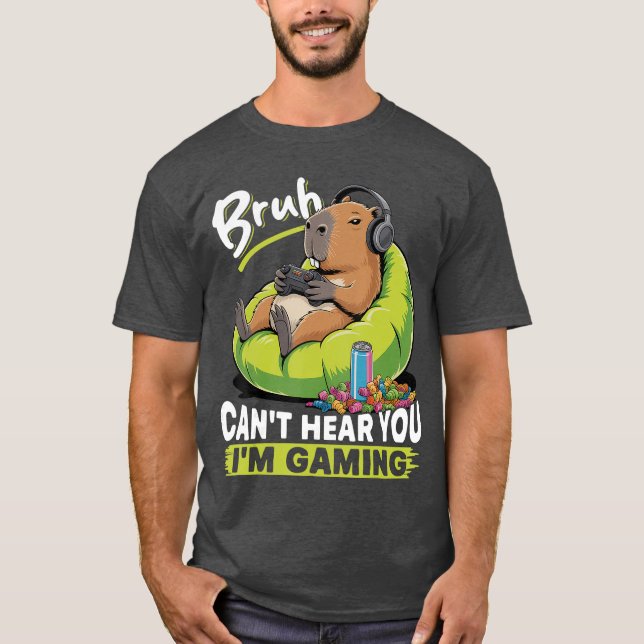 Camiseta Presente de Gaming Capybara Gamer (Frente)