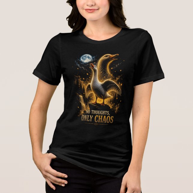 Camiseta Presente de Ganso Engraçado Sem Pensamentos Só Cao (Frente)