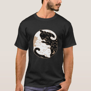 Camiseta Presente De Gato Branco Negro Yin E Yang
