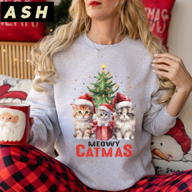 Camiseta Presente de Gato de Árvore de Natal, Natal Meowy (Criador carregado)