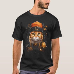 Camiseta Presente de Gato de Natal de Maquinista, Gatinho E