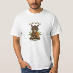 Camiseta Presente de Gato Tabby Cinza Divertido e Relaxado 