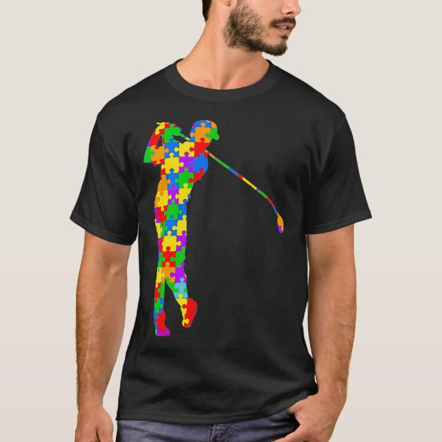 Camiseta presente de golfe autismo golfe reconhecimento de  (Frente)