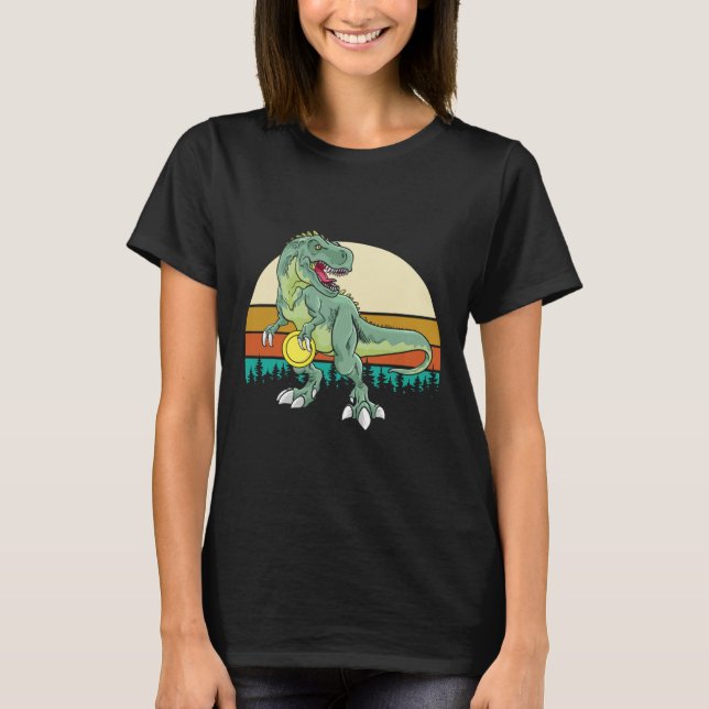 Camiseta Presente de Golfe de Disco Retro Dino Dinosaur Gol (Frente)