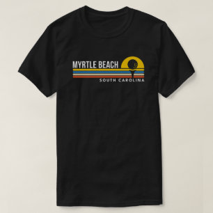Camiseta Presente de Golfe do Pôr do Sol Retro Myrtle Beach