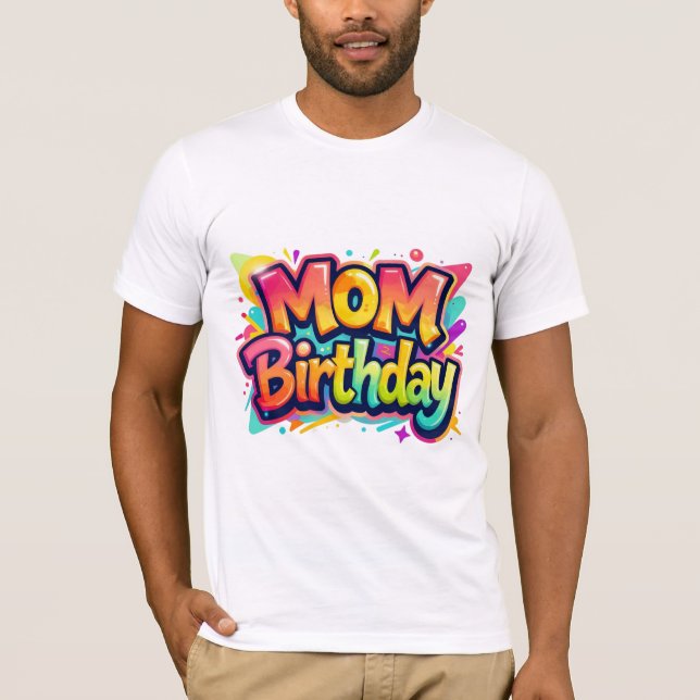 Camiseta Presente de Graffiti Arco-Íris de Aniversário da M (Frente)