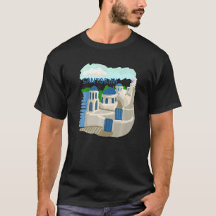 Camiseta Presente de Grécia da cidade de Santorini para mul
