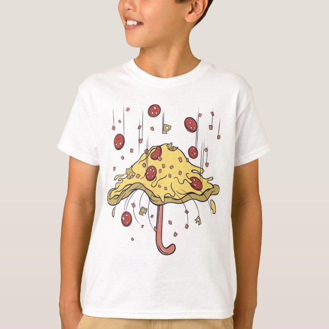 Camiseta Presente de guarda-chuva de pizza (Frente)