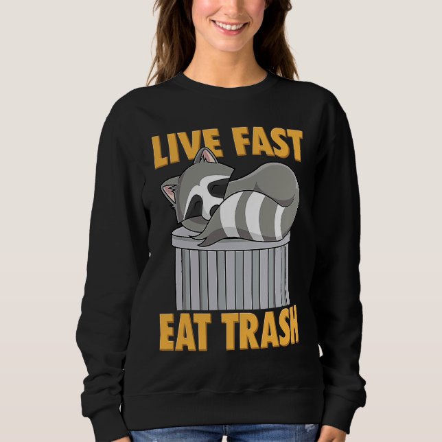 Camiseta Presente de Guaxinim que Vive Rápido e Come Lixo (Frente)