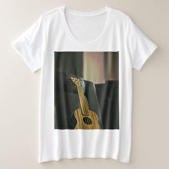 Camiseta presente de guitarra de baixo acústico (Frente do Design)