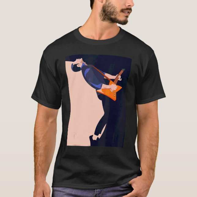 Camiseta Presente de Guitarra Estilo Retro Para Violonista  (Frente)