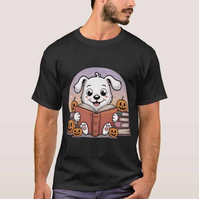 Camiseta Presente de Halloween de cachorro fofo (Frente)