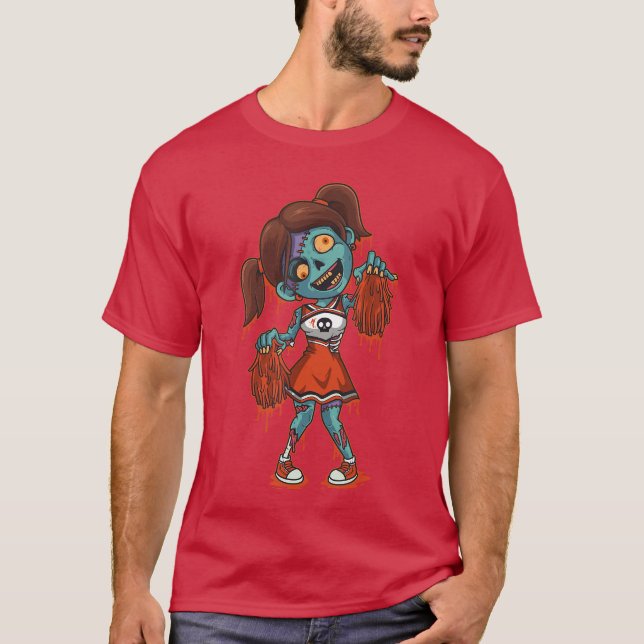 Camiseta Presente de Halloween de líder de torcida Zumbi pa (Frente)