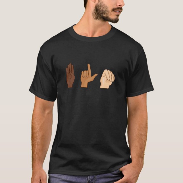Camiseta Presente de Igualdade ASL na Linguagem de Sinal BL (Frente)