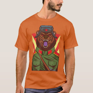 Camiseta Presente de ilustração gritante de soldado urso ru