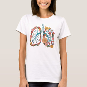Camiseta Presente de Ilustração Vetor dos Pulmões Florais C