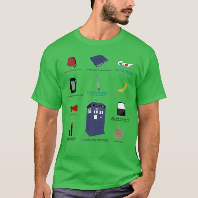 Camiseta Presente de itens de Doctor Who (Frente)