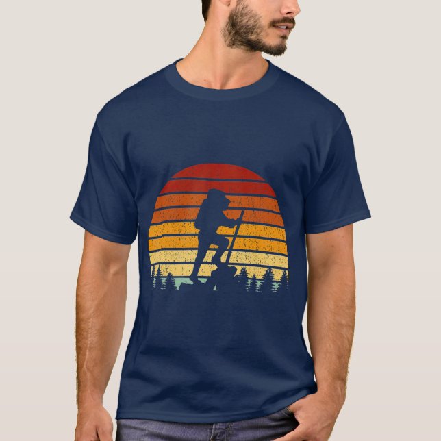 Camiseta Presente De Itinerância Vintage Sunset Para Hikers (Frente)