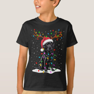 Camiseta Presente de Labrador preto chapéu de Papai Noel Re