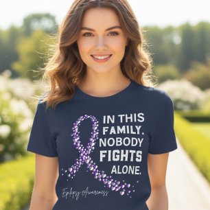 Camiseta Presente de Laço Roxo de Conscientização sobre Epi