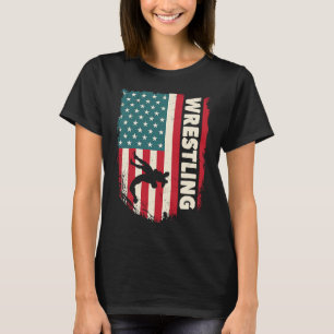 Camiseta Presente de Luta Livre Lutador Bandeira dos EUA Vi