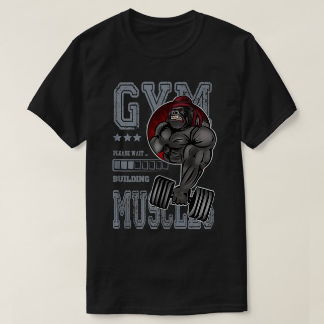 Camiseta Presente de malhação de Gorilla visto de ginástica (Frente do Design)