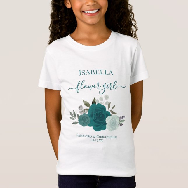 Camiseta Presente de Menina de Flores Rosa Azul & Água Casa (Frente)